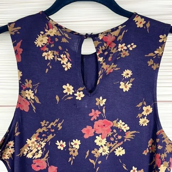 NWT New Chaps Viscose Top Tee Blouse Floral Purple Ruffle Front Sleeveless S - Picture 9 of 13